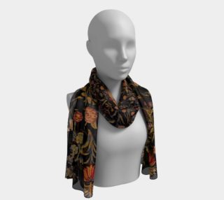 Medieval Flowers on Black Long Scarf preview