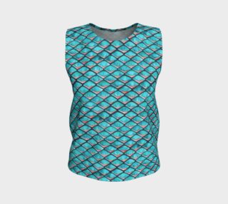 Teal blue and coral pink arapaima mermaid scales pattern Loose Tank Top preview