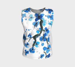 Blue Japanese Blossoms Loose Tank Top  preview