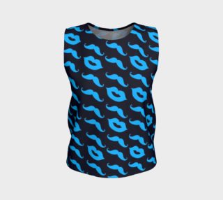 Neon Blue Mustache & Lips with Dark Blue Background Loose Fit Tank Top preview