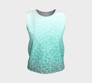 Ombre turquoise blue and white swirls doodles Loose Tank Top preview