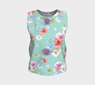 Floral on Robins Egg Blue Loose Fit Tank preview