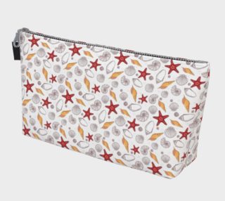 Red Starfish And Gold Shells Makeup Bag preview