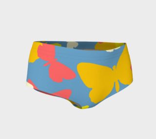 Yellow and Orange Butterflies on Blue Mini Shorts preview