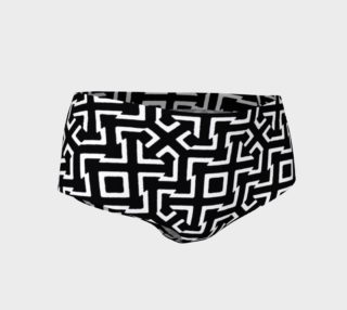 Aperçu de Black and White Ethnic Geometric Pattern Mini Shorts