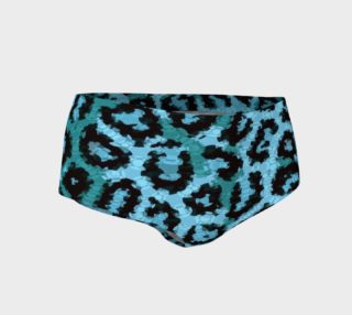 Shocking Turquoise Cheetah Print Mini Shorts  preview