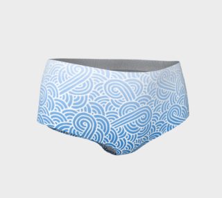 Ombre blue and white swirls doodles Mini Shorts preview