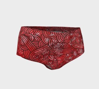 Red and black swirls doodles Mini Shorts preview