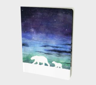 Aurora borealis and polar bears (white version) Large Notebook aperçu