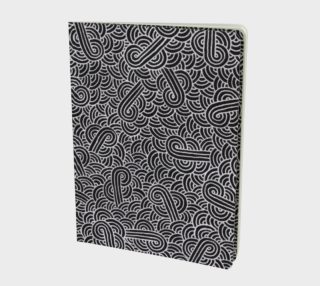 Faux silver and black swirls doodles Large Notebook preview