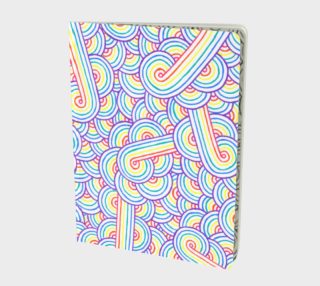 Rainbow and white swirls doodles Large Notebook aperçu