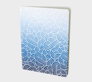 Ombre blue and white swirls doodles Large Notebook preview