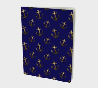 Aperçu de Yellow Gold sparkles Anchor pattern Navy blue