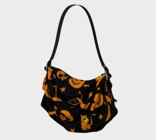 Halloween Symbols - Cats, Pumpkins, Stars, Skulls - Black Background preview