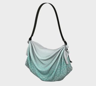 Gradient turquoise blue and white swirls doodles Origami Tote preview