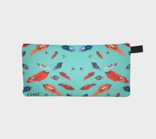 Fish-Birds on Turquoise pencil case preview