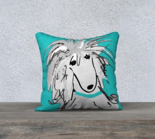 Pillow cover  - poodle Silver Sergio on Turquoise Pillow cover by Broussalian preview