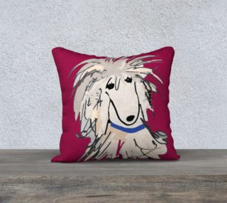 Pillow cover - Poodle Sergio with raspberry preview