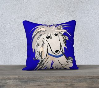 Pillow Cover - Poodle in Royal blue with Sergio preview
