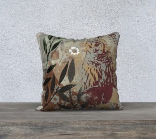 Aperçu de Owl Tapestry Nature Leaves and Flowers Throw Pillow Cover