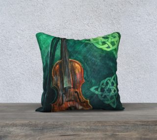Aperçu de Irish violin (fiddle) on emerald background with celtic ornament