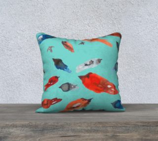 Fish-birds on Turquoise  cushion cover preview