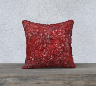 Red and black swirls doodles 18 x 18 Pillow Case preview
