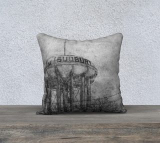 The Sudbury Water Tower Black 18" x 18" Pillow case preview