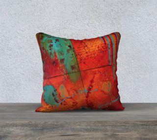 Turquoise and Red Mixed Media Pillow preview