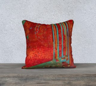 Turquoise and Red Mixed Media Pillow ll preview