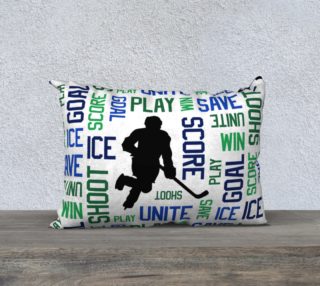 Aperçu de For the Love of Hockey - Blue and Green Pillow Case - 20"x14"