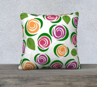 Coral Raspberry Floral  Green Leaves Zipper Pillow Cover preview