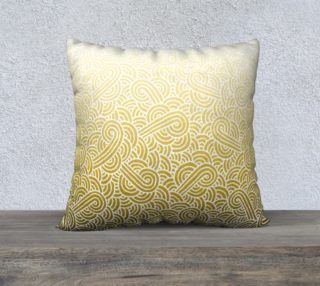 Ombre yellow and white swirls doodles 22 x 22 Pillow Case preview