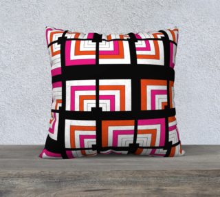 Bold Modern Geometric Bright Pink Orange Black & White Abstract Patterned Print preview