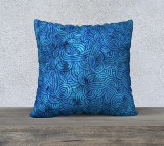 Turquoise blue swirls doodles 22 x 22 Pillow Case preview