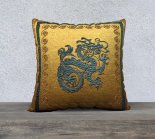 Jade Dragon on a gold background  Pillow Case preview