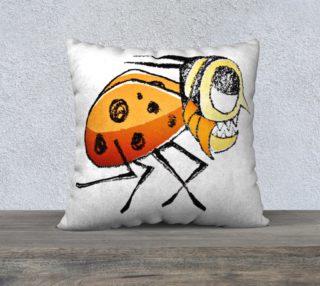 Aperçu de Funny Bug Running Hand Drawn Illustration Pillow