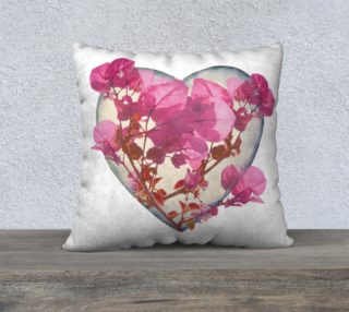 Aperçu de Heart Shaped with Flowers Digital Collage Print Pillow