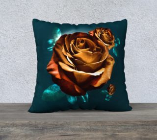 Gold rose on deep turquoise large preview