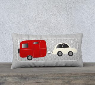 glamping in red vintage camper long pillow case preview