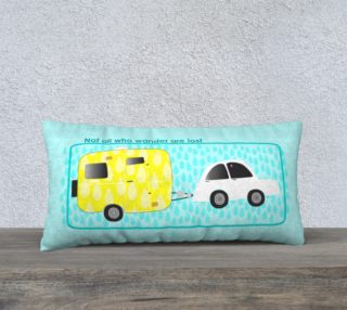 glamping in yellow vintage camper long pillow case preview
