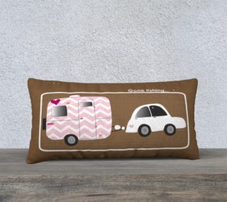 glamping in pink vintage camper long pillow case preview