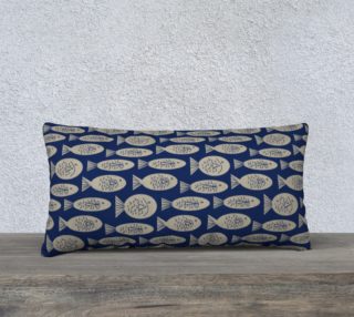 Fish on Navy Pillow 24X12 190129A preview