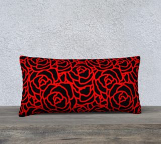 Rose Repeat on Black Pillow 24X12 190204F preview