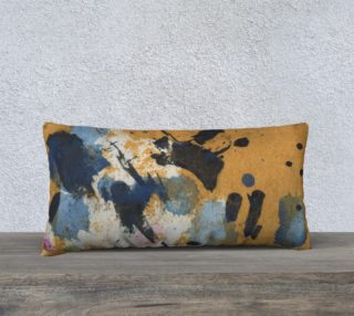 24 x 12" ocher and blue abstract pillow preview