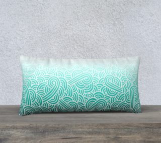 Ombre turquoise blue and white swirls doodles 24 x 12 Pillow Case aperçu