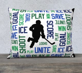 Aperçu de For the Love of Hockey - Blue and Green Pillow Case - 26"x20"