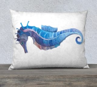 Aperçu de Blue seahorse (horsefish or Hippocampus), handwork watercolor design