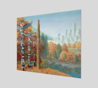 Vancouver Totem Landscape Cityscape Painting Printed on Canvas preview