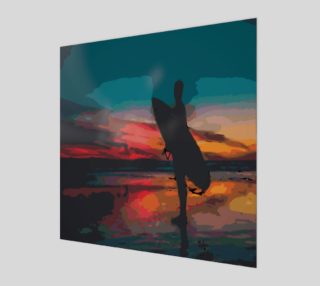 Beach Surfer Sunset Watercolor By Gypsea preview